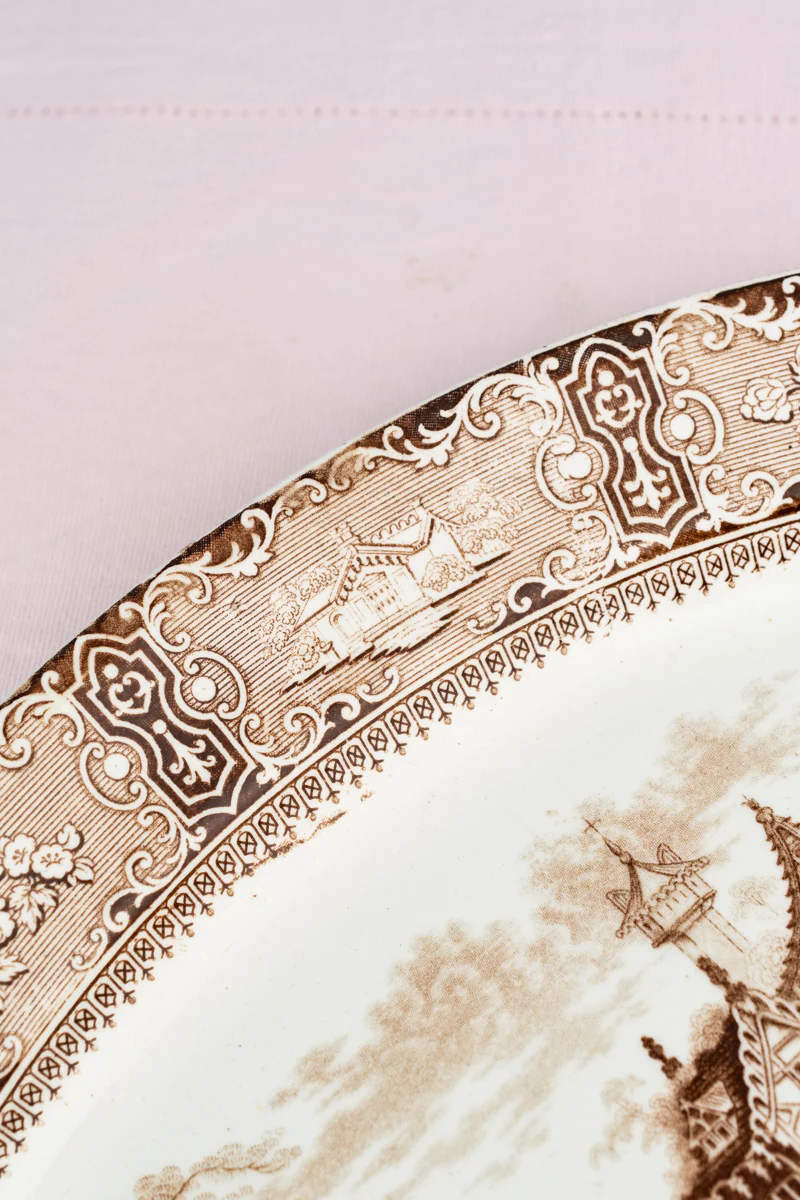Antique Brown Transfersware Platter - Image 4