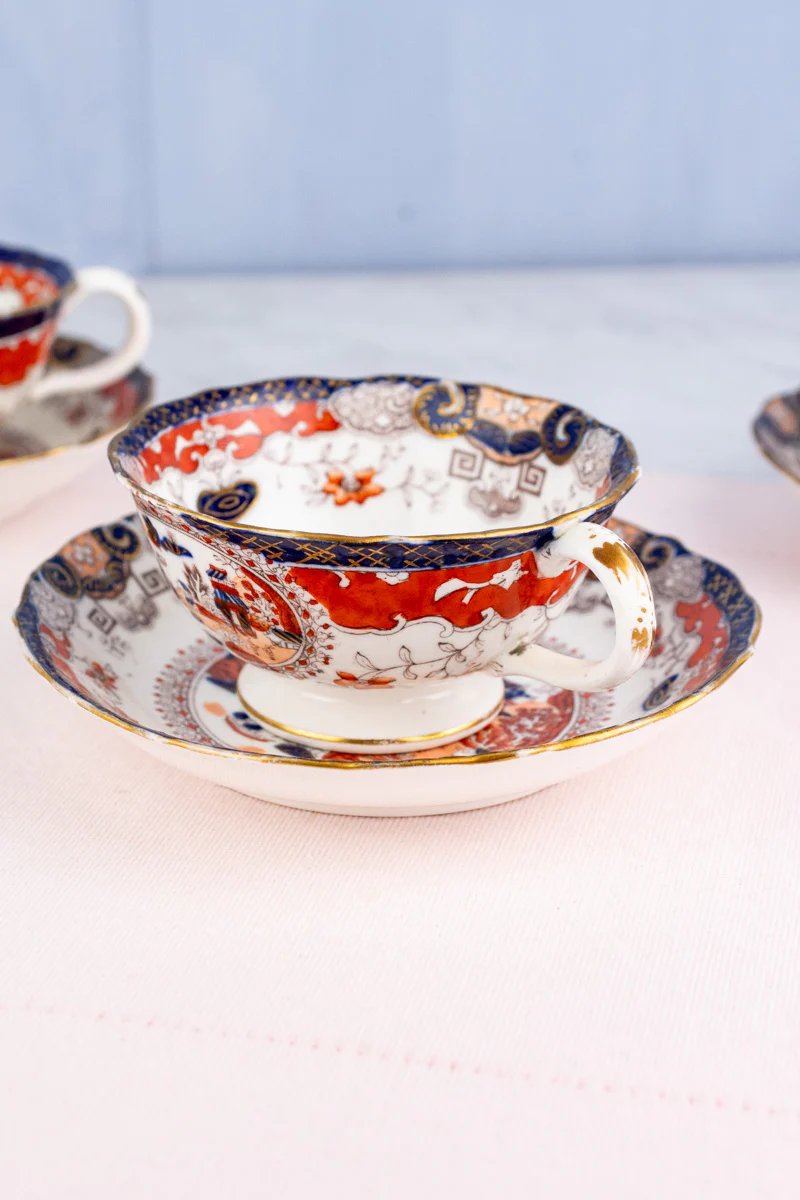 Antique English Imari Cup & Saucer - Image 3