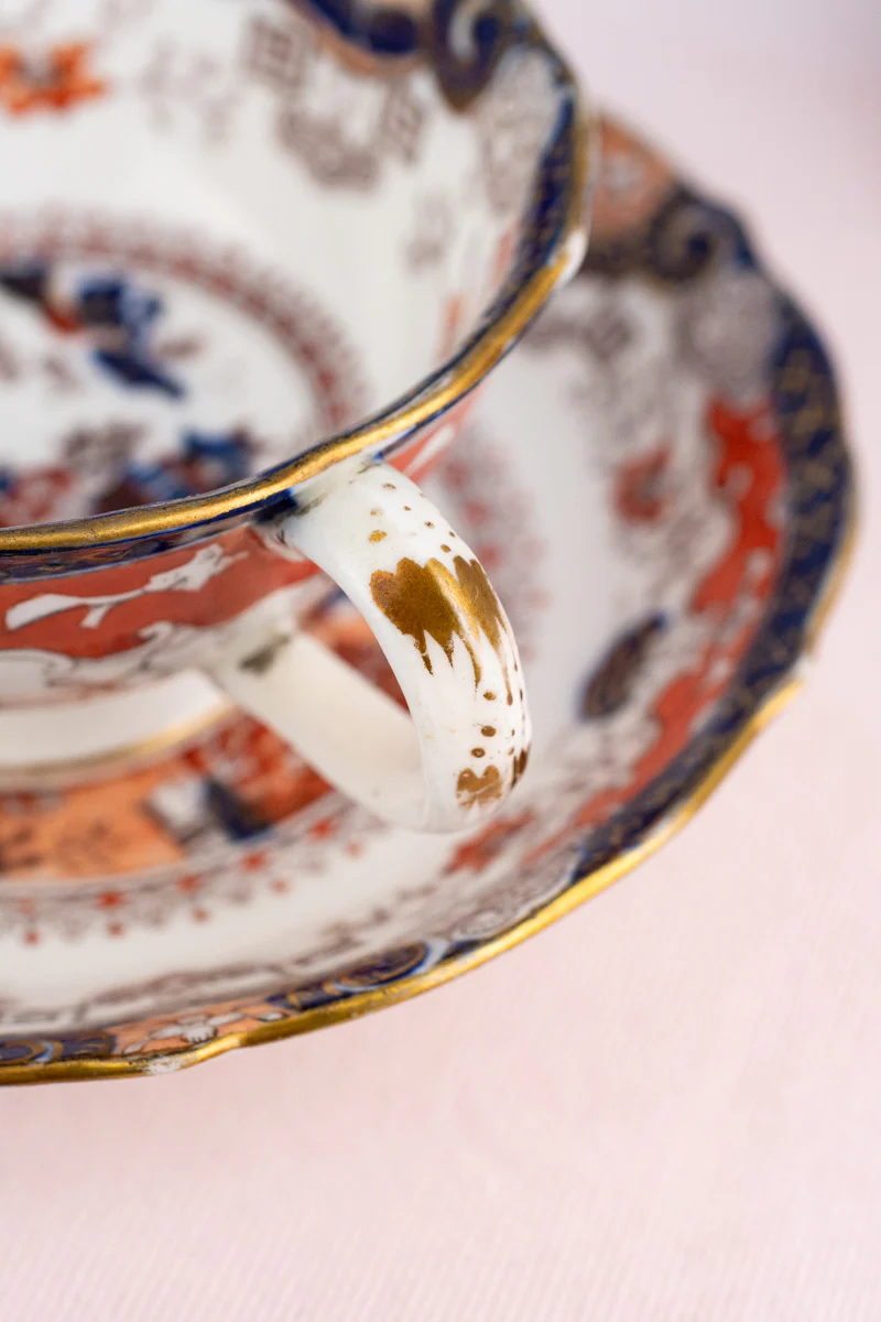 Antique English Imari Cup & Saucer - Image 4