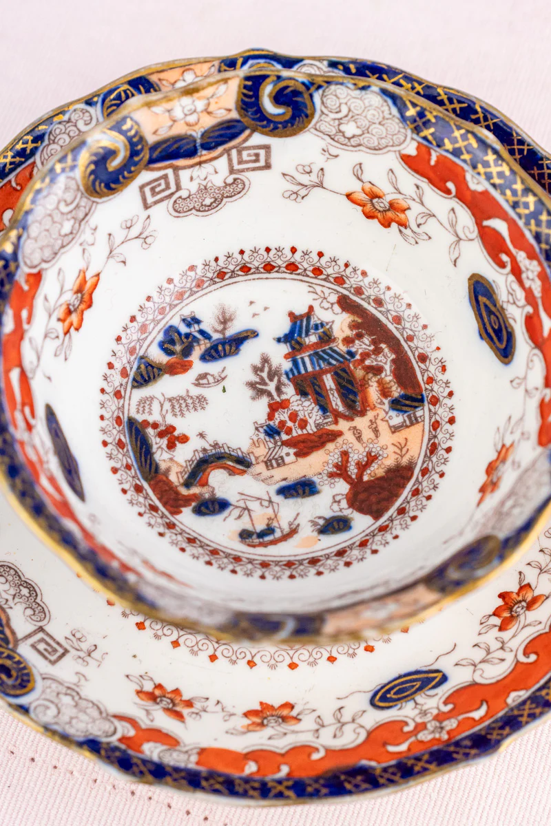 Antique English Imari Cup & Saucer - Image 5