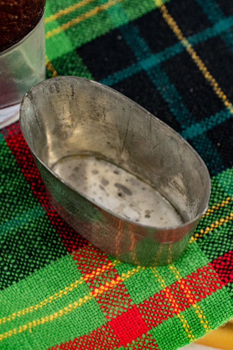 Antique English Pewter and Leather Flask with Cup - Image 8