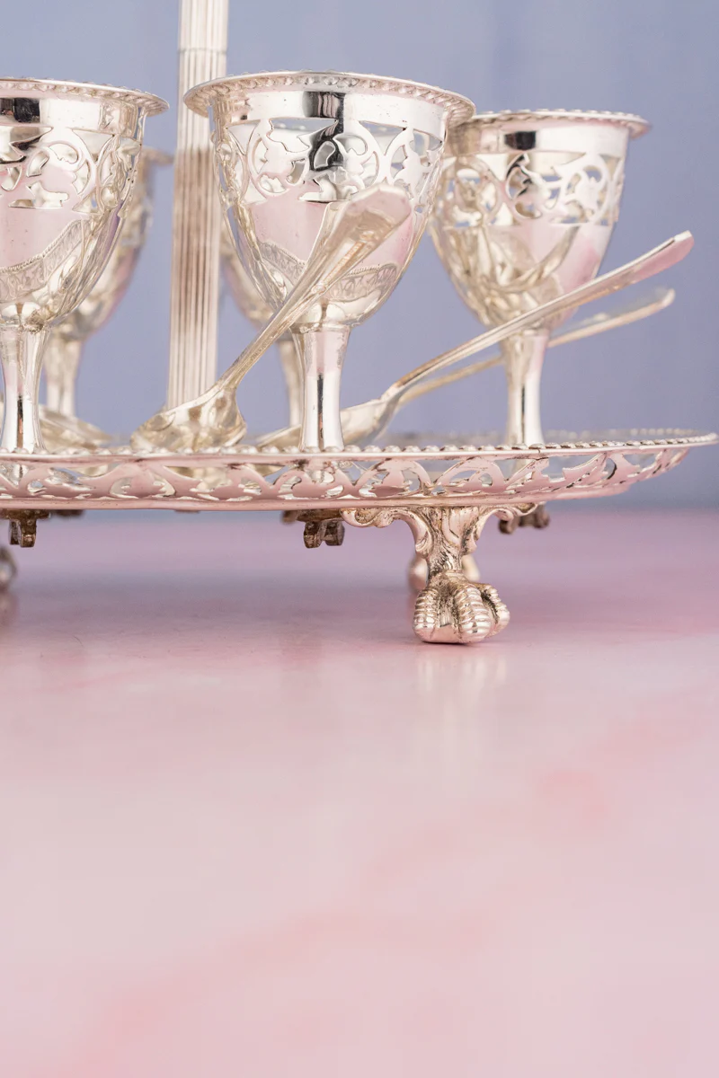 Antique English Silverplate Egg Cruet - Service for 6 - Image 10