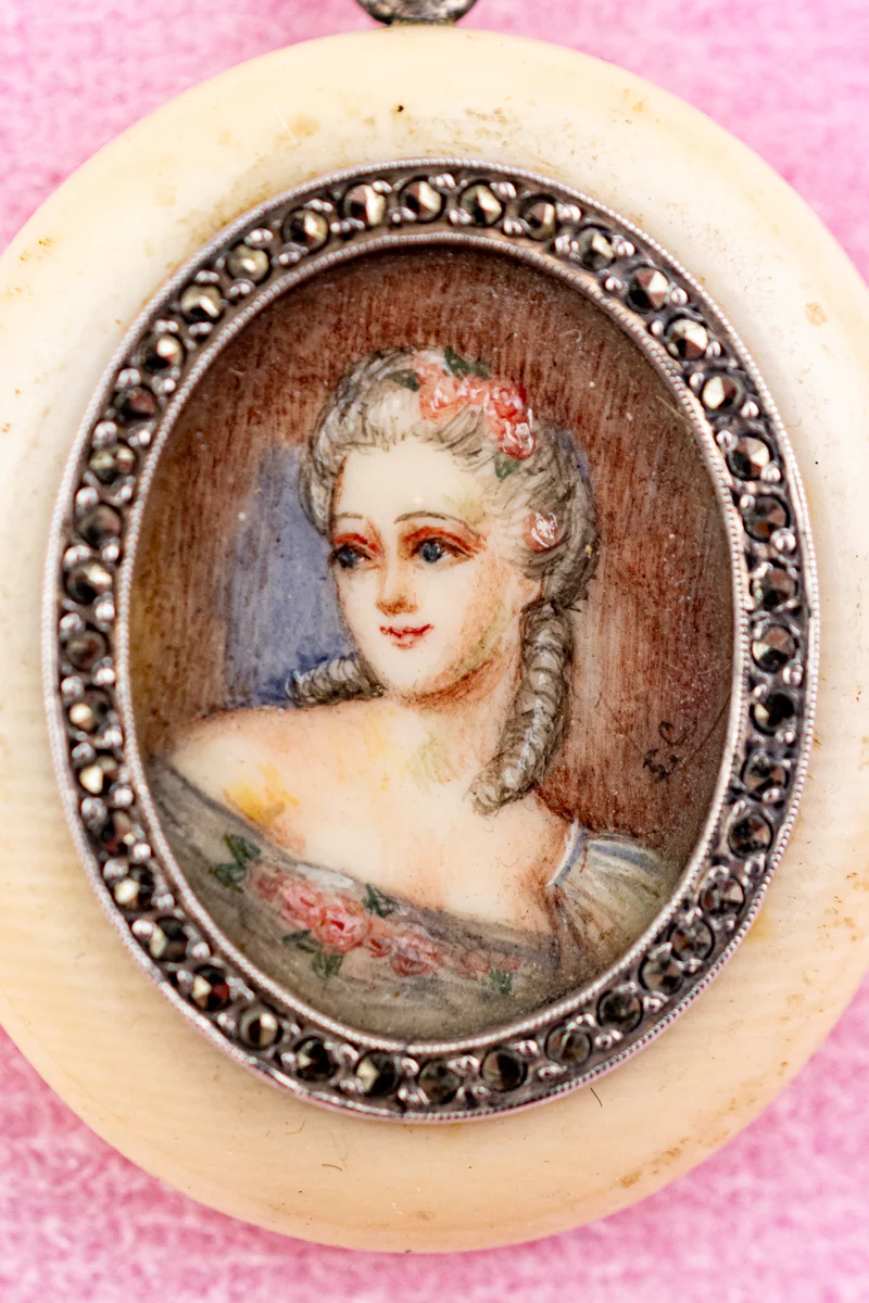 Antique French Miniature Portrait Necklace - Image 2