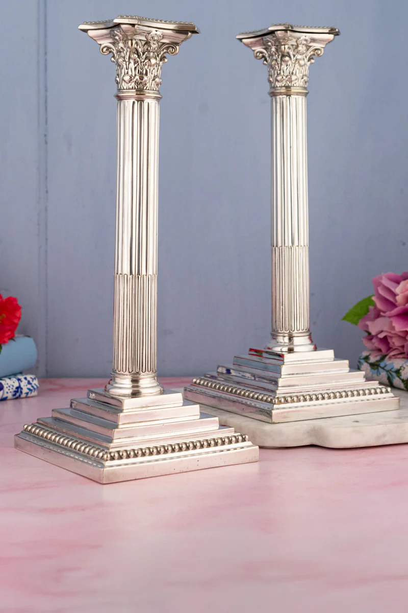 Antique Silverplate Candlesticks - Set of 2 - Image 13