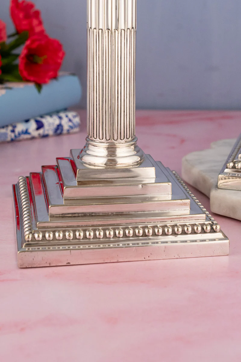 Antique Silverplate Candlesticks - Set of 2 - Image 3