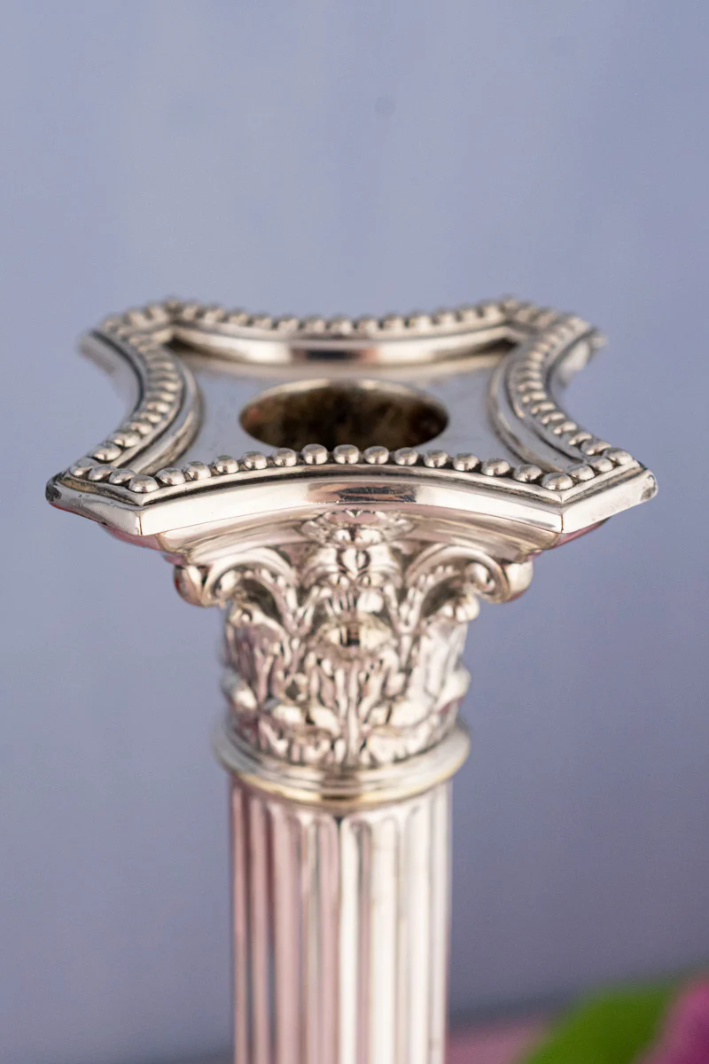 Antique Silverplate Candlesticks - Set of 2 - Image 5