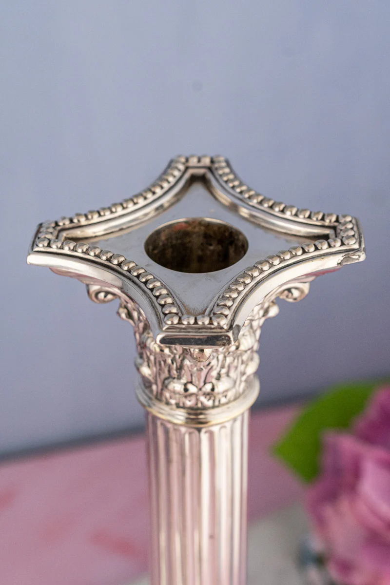 Antique Silverplate Candlesticks - Set of 2 - Image 6