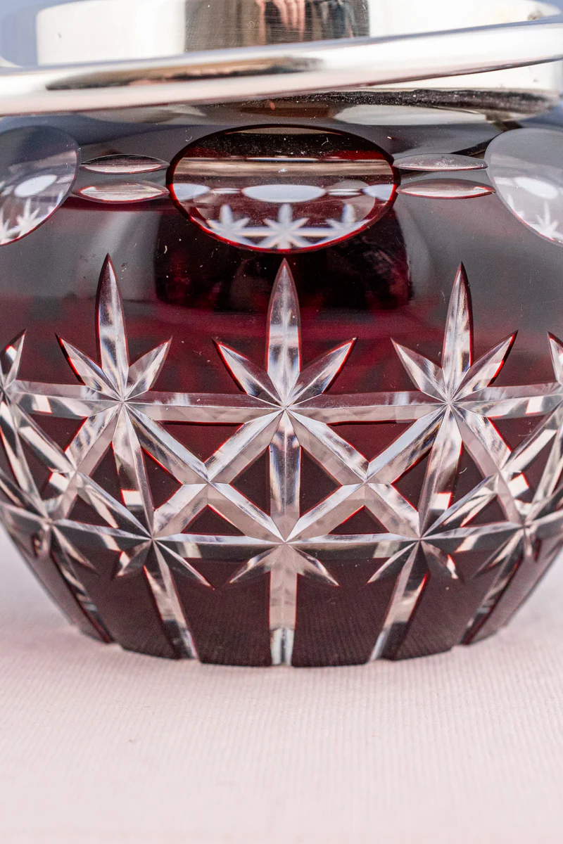 Antique Red Glass & Silverplate Biscuit Barrel - Image 3