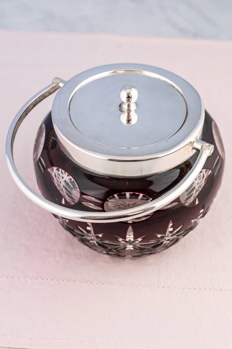 Antique Red Glass & Silverplate Biscuit Barrel - Image 5