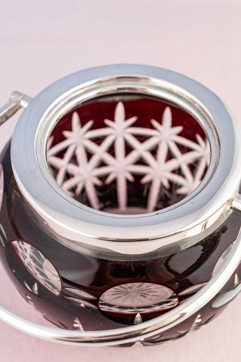 Antique Red Glass & Silverplate Biscuit Barrel - Image 8