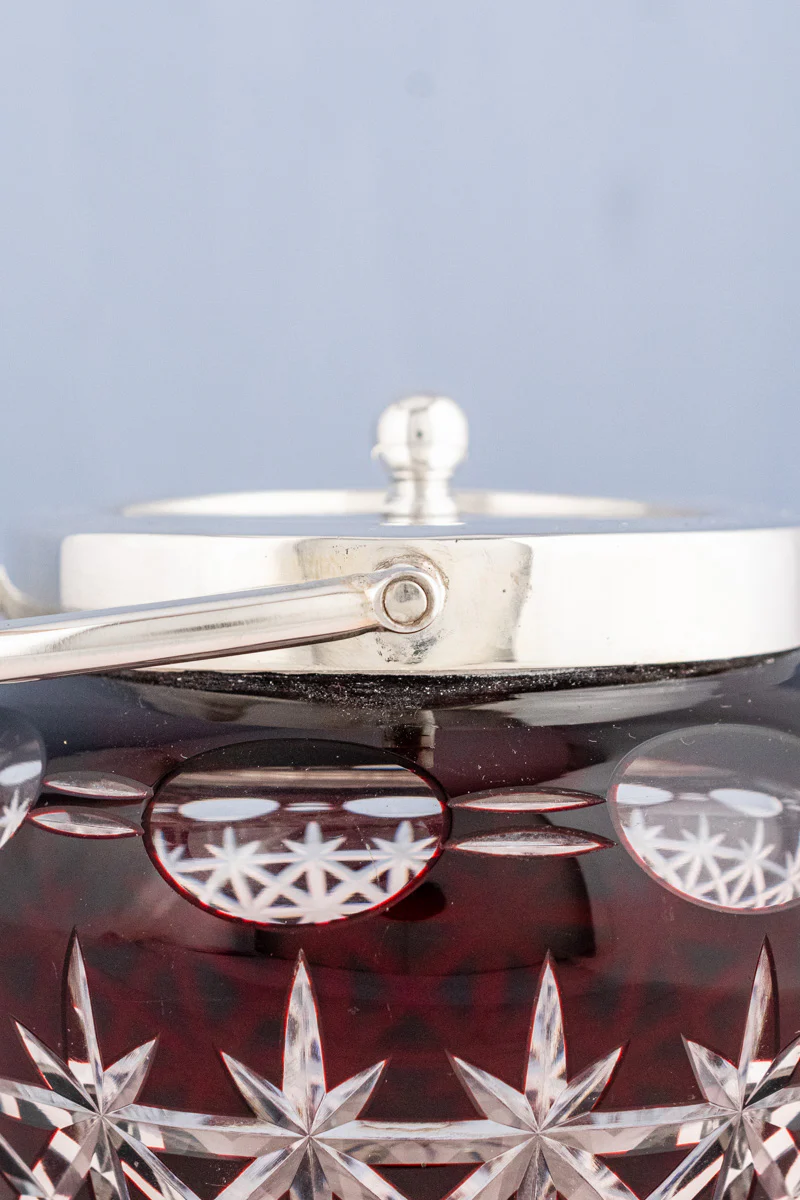 Antique Red Glass & Silverplate Biscuit Barrel - Image 9
