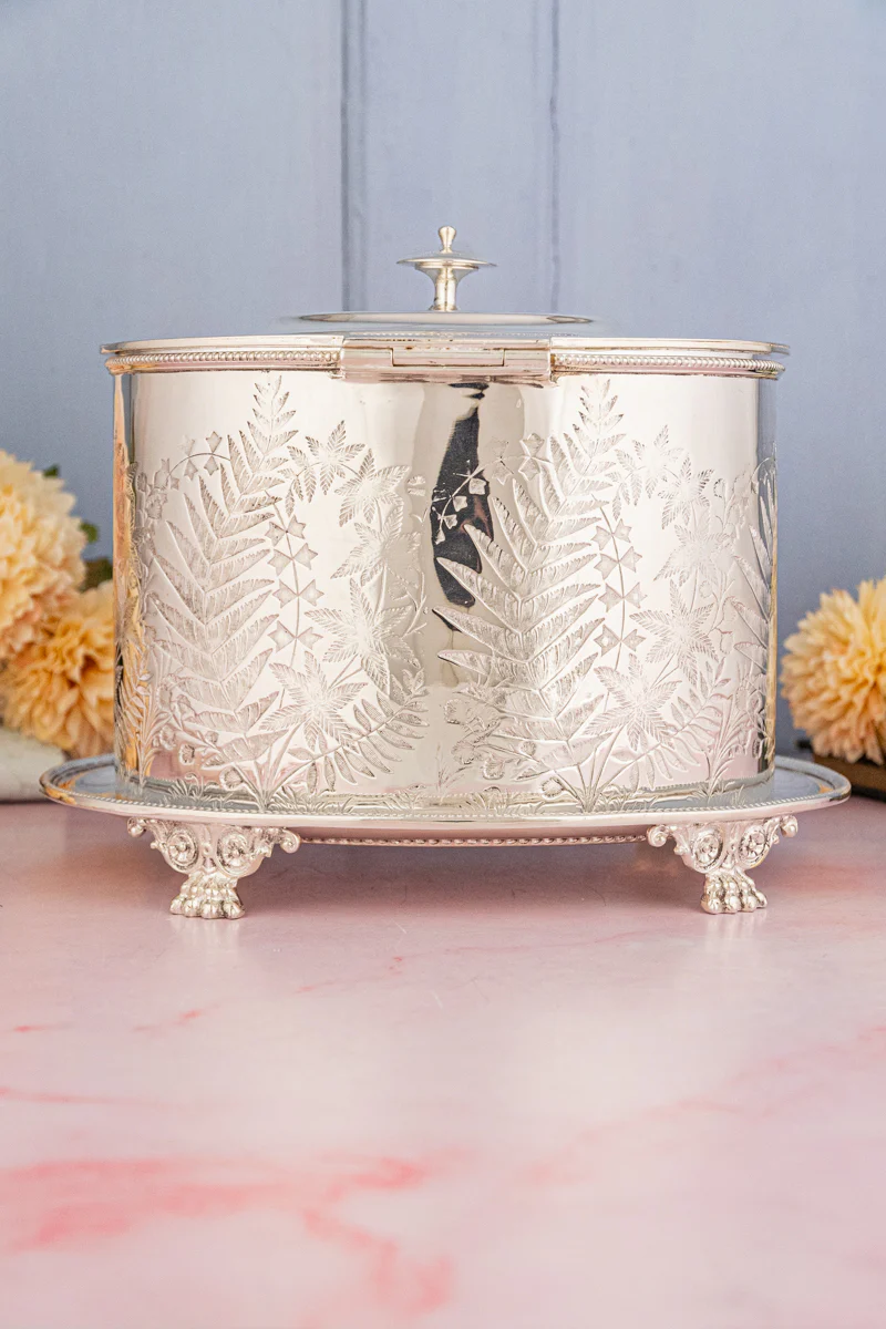 Antique Silverplate Biscuit Box - Image 10