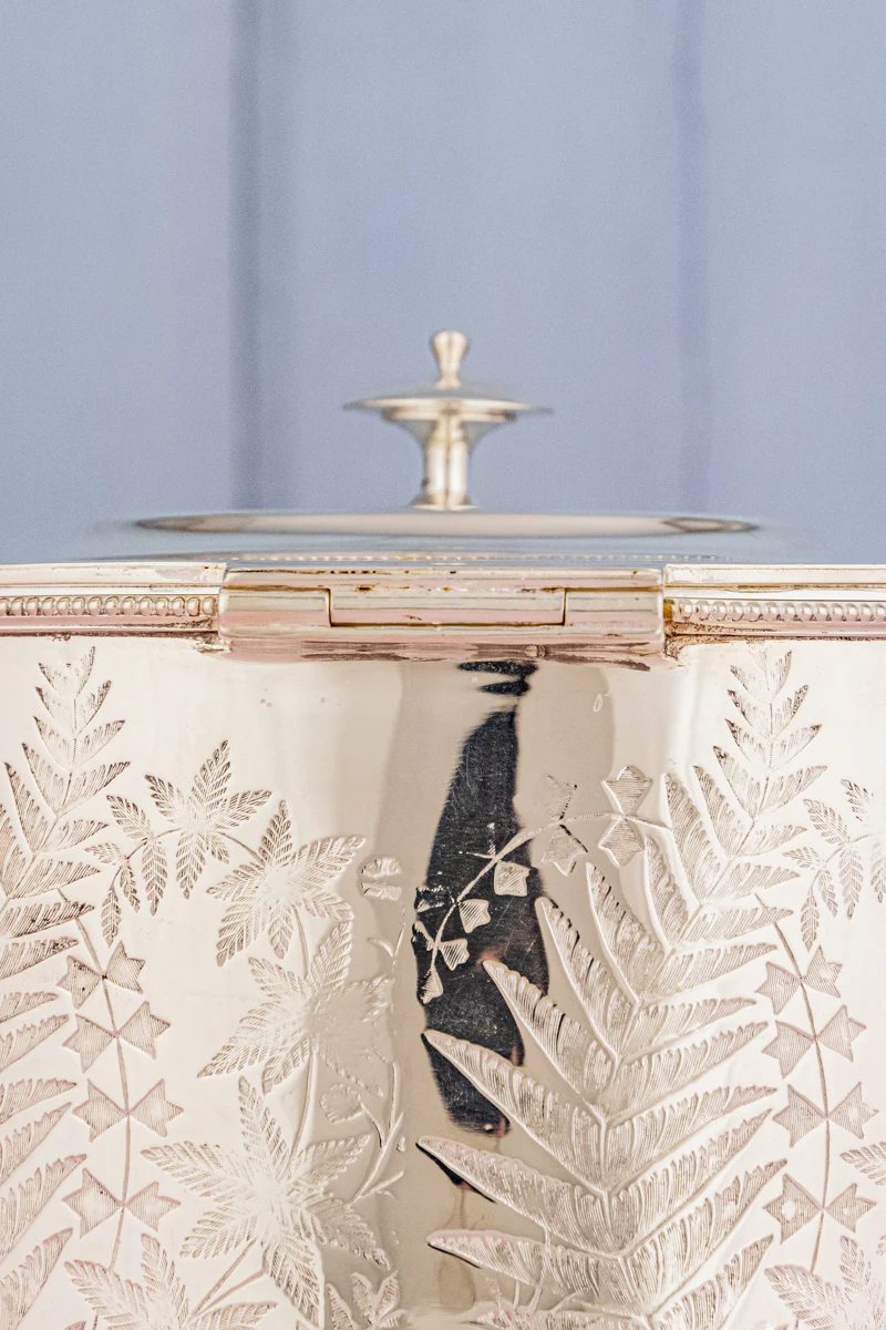 Antique Silverplate Biscuit Box - Image 11