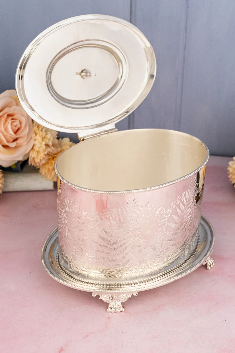 Antique Silverplate Biscuit Box - Image 3