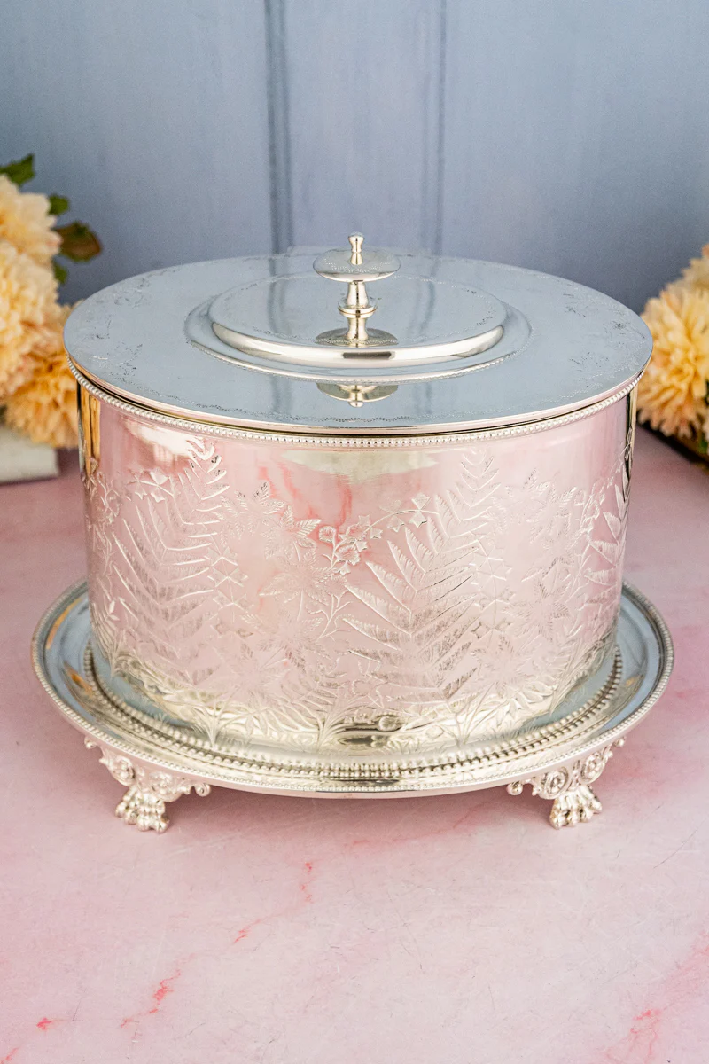 Antique Silverplate Biscuit Box - Image 4