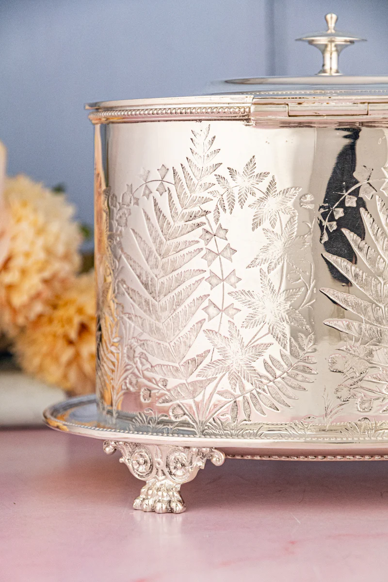 Antique Silverplate Biscuit Box - Image 6