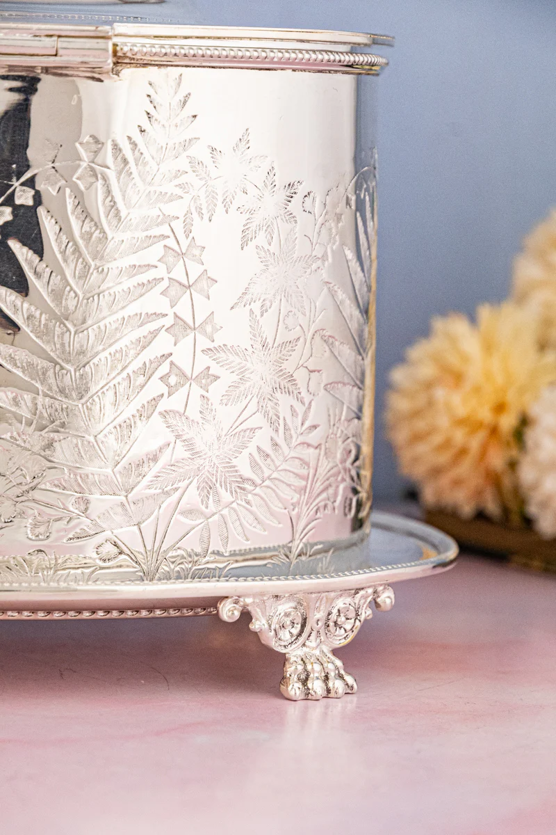 Antique Silverplate Biscuit Box - Image 7