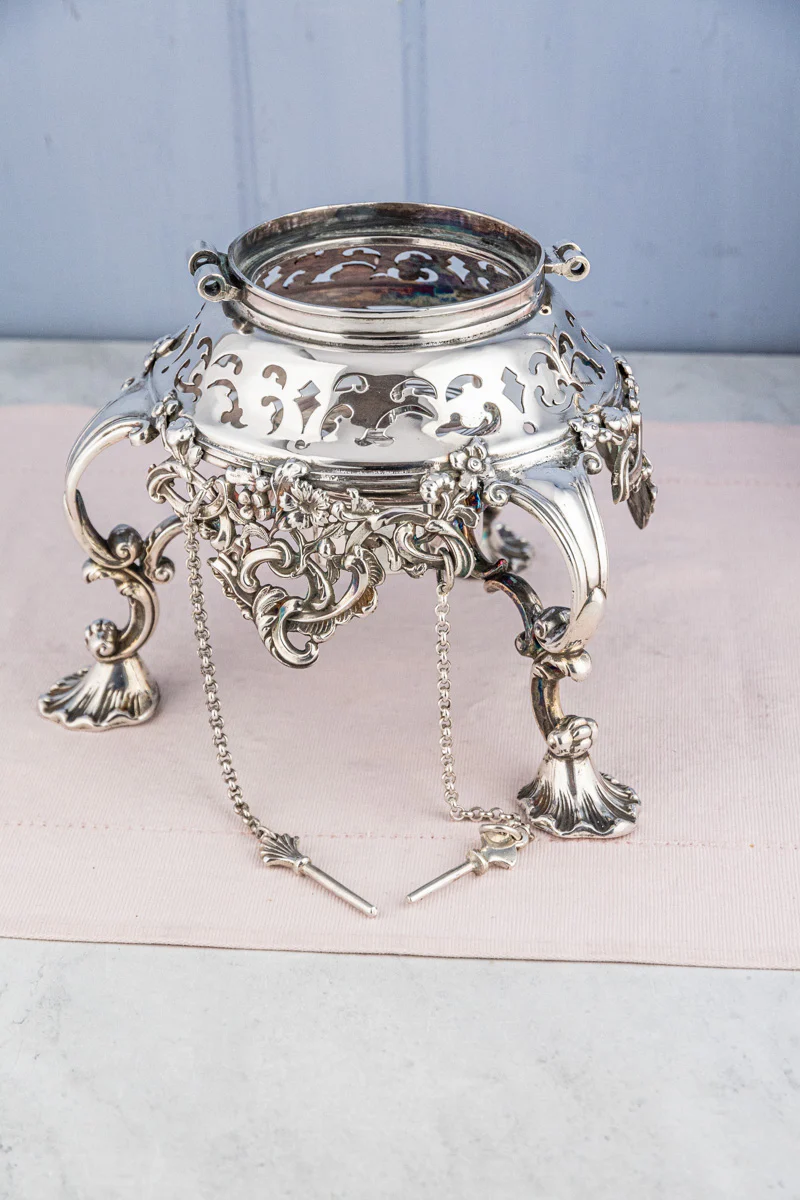 Antique Silverplate Tipping Pot on Warming Stand - Image 22