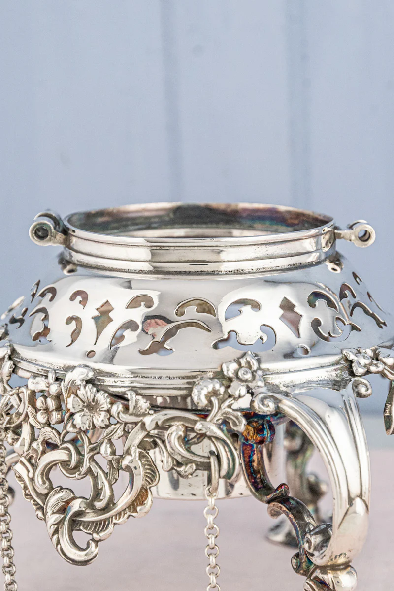 Antique Silverplate Tipping Pot on Warming Stand - Image 23