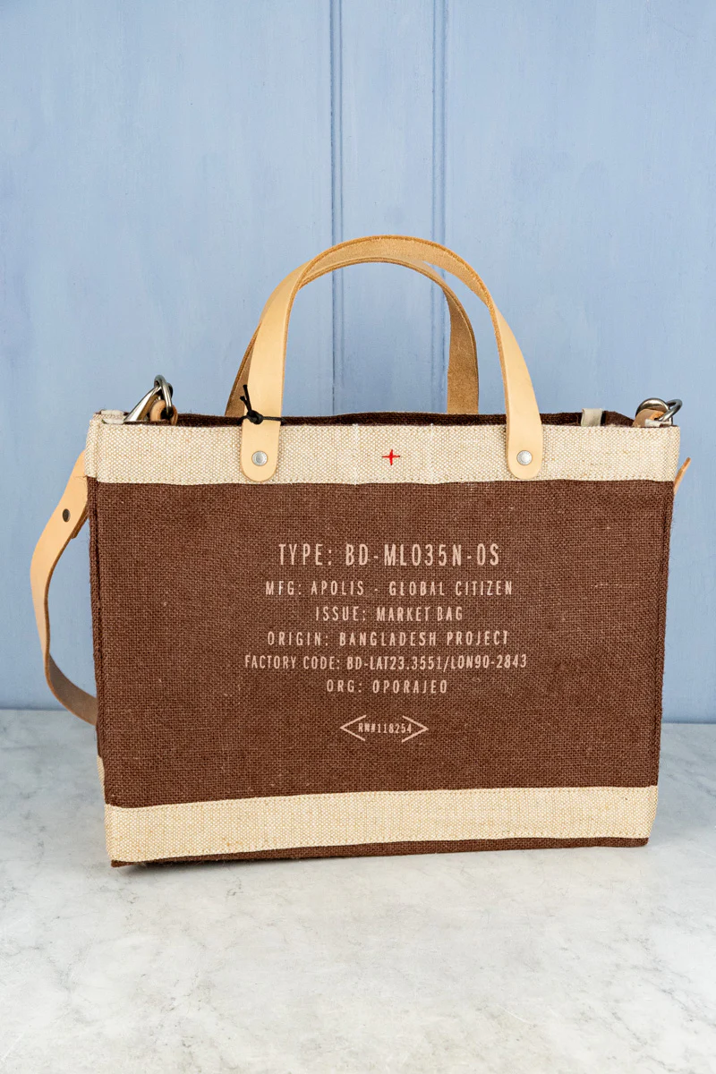 Apolis P.O.S.H. Market Tote with Shoulder Strap in Russet - Image 3