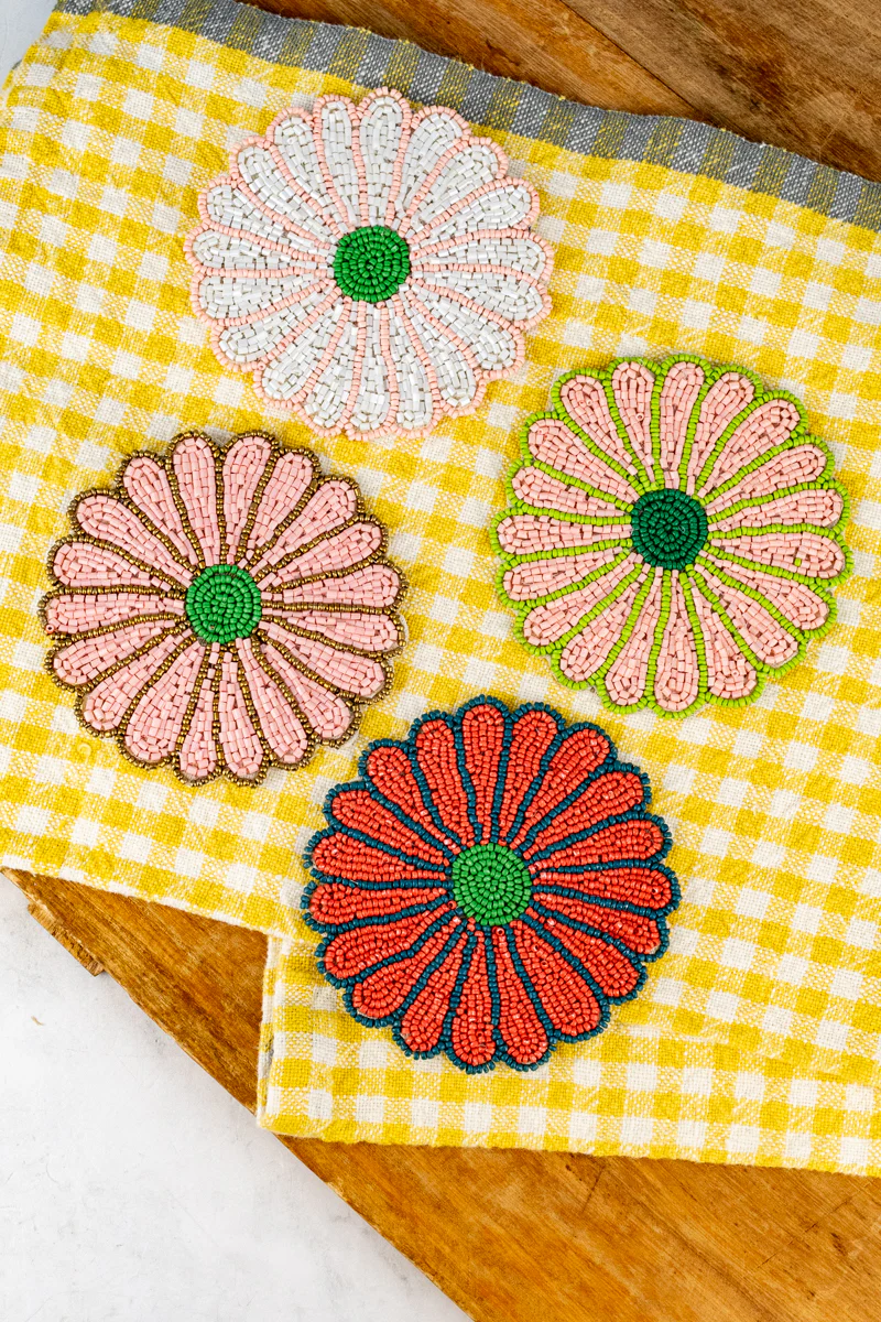 Beaded Flower Coasters - Set of 4 - Image 2
