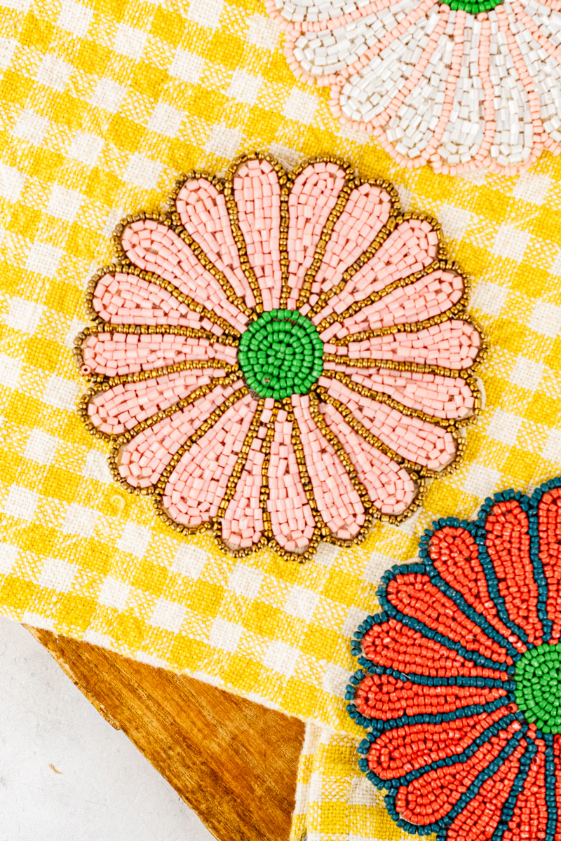 Beaded Flower Coasters - Set of 4 - Image 4