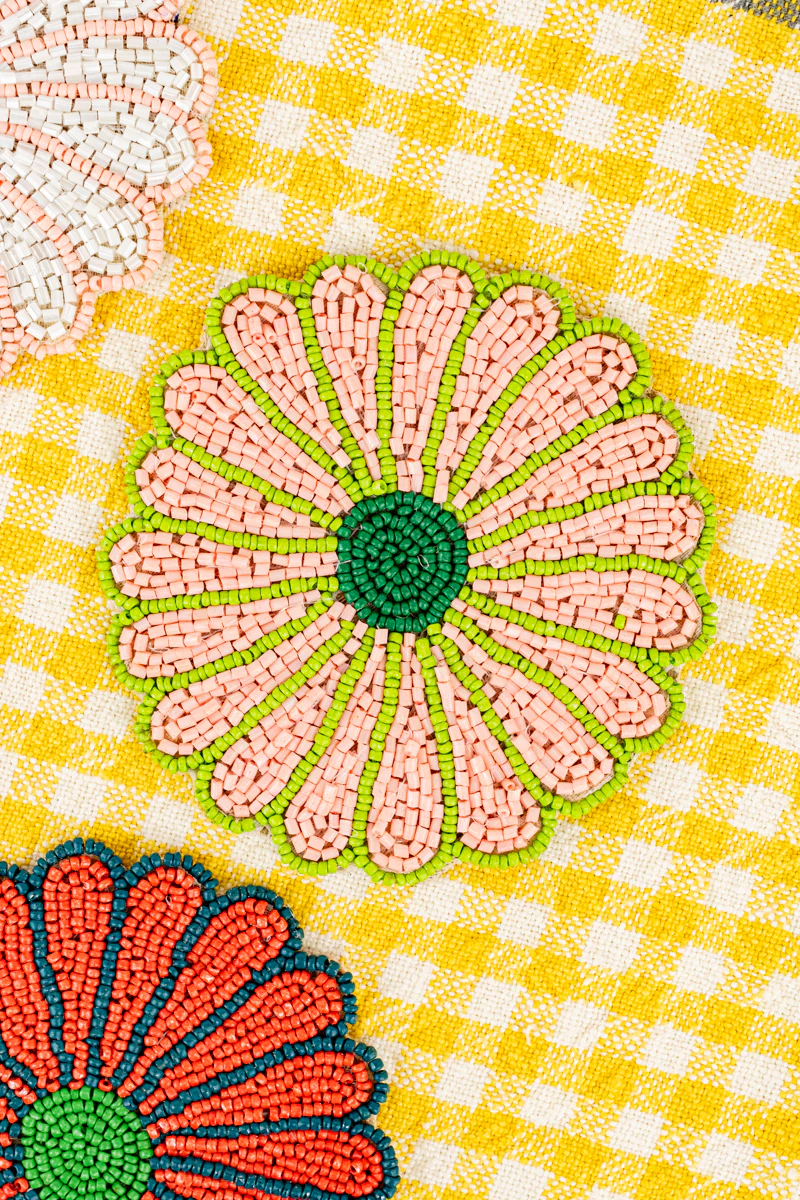 Beaded Flower Coasters - Set of 4 - Image 5