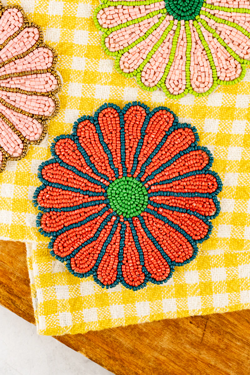 Beaded Flower Coasters - Set of 4 - Image 6