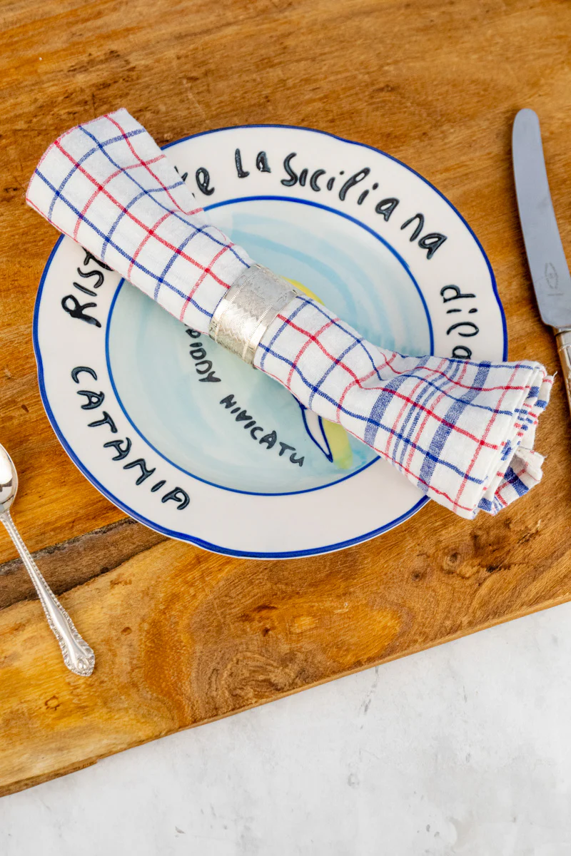 Bistro Check Linen Napkin Set of 2 - Image 4