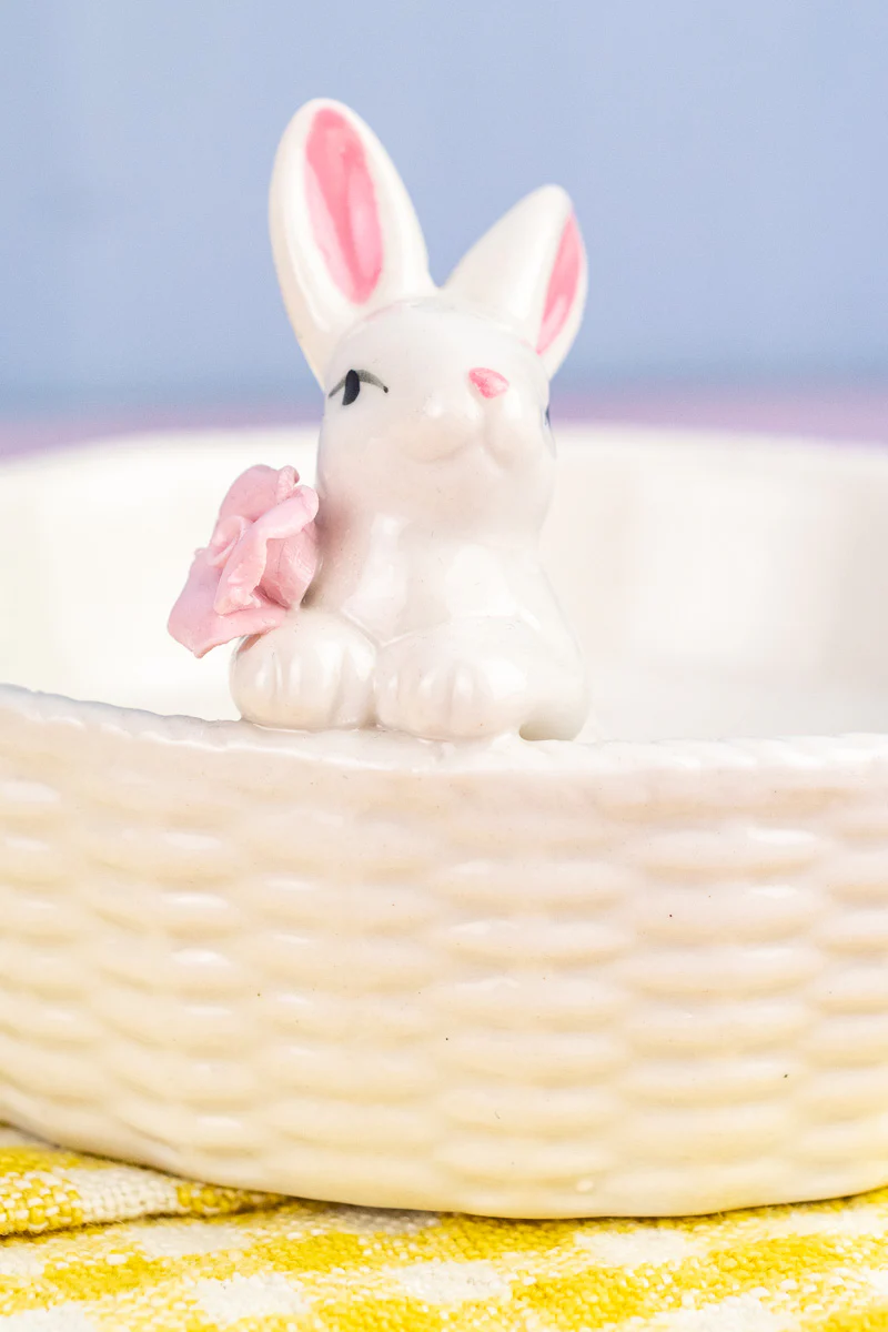 Porcelain Bunny Basket Dish - Image 2