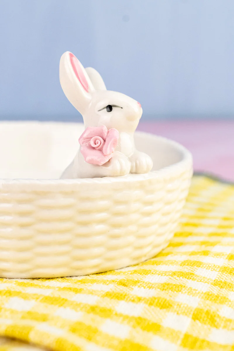 Porcelain Bunny Basket Dish - Image 3