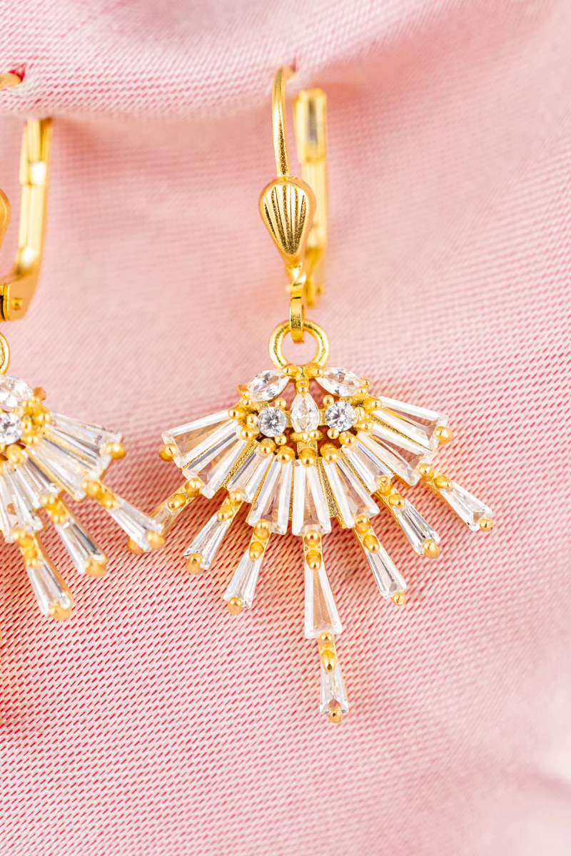 French Crystal Spray Earrings - Image 2