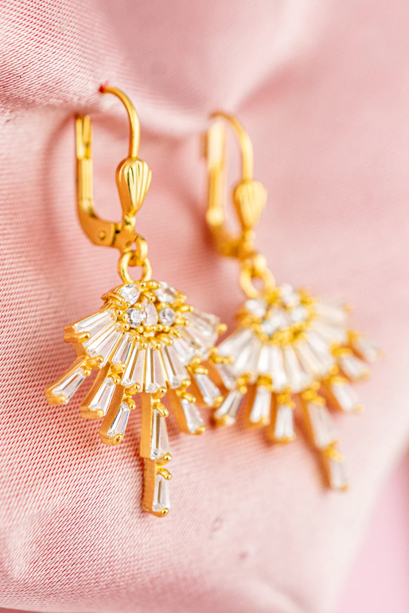 French Crystal Spray Earrings - Image 3