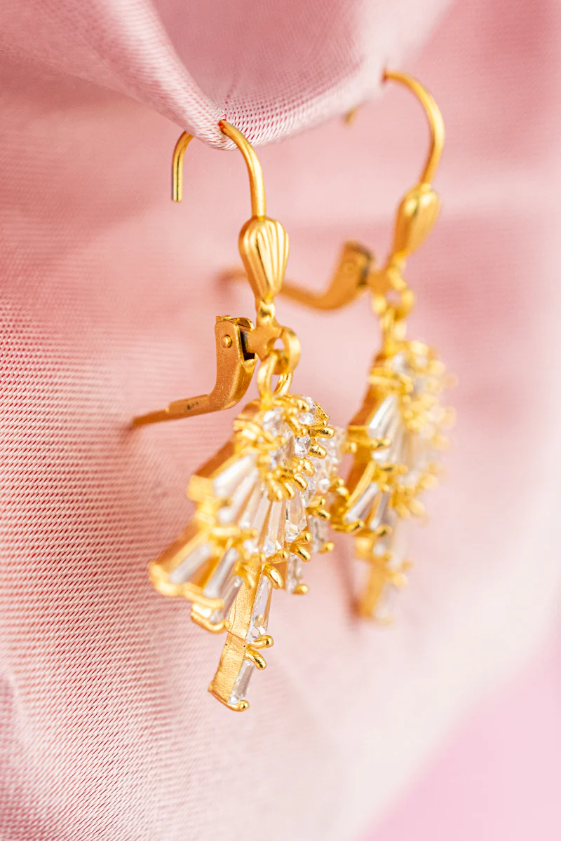 French Crystal Spray Earrings - Image 4