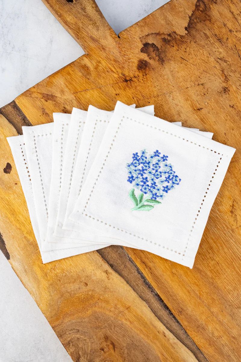 Hydrangea Cocktail Napkins - Set of 6 - Image 4