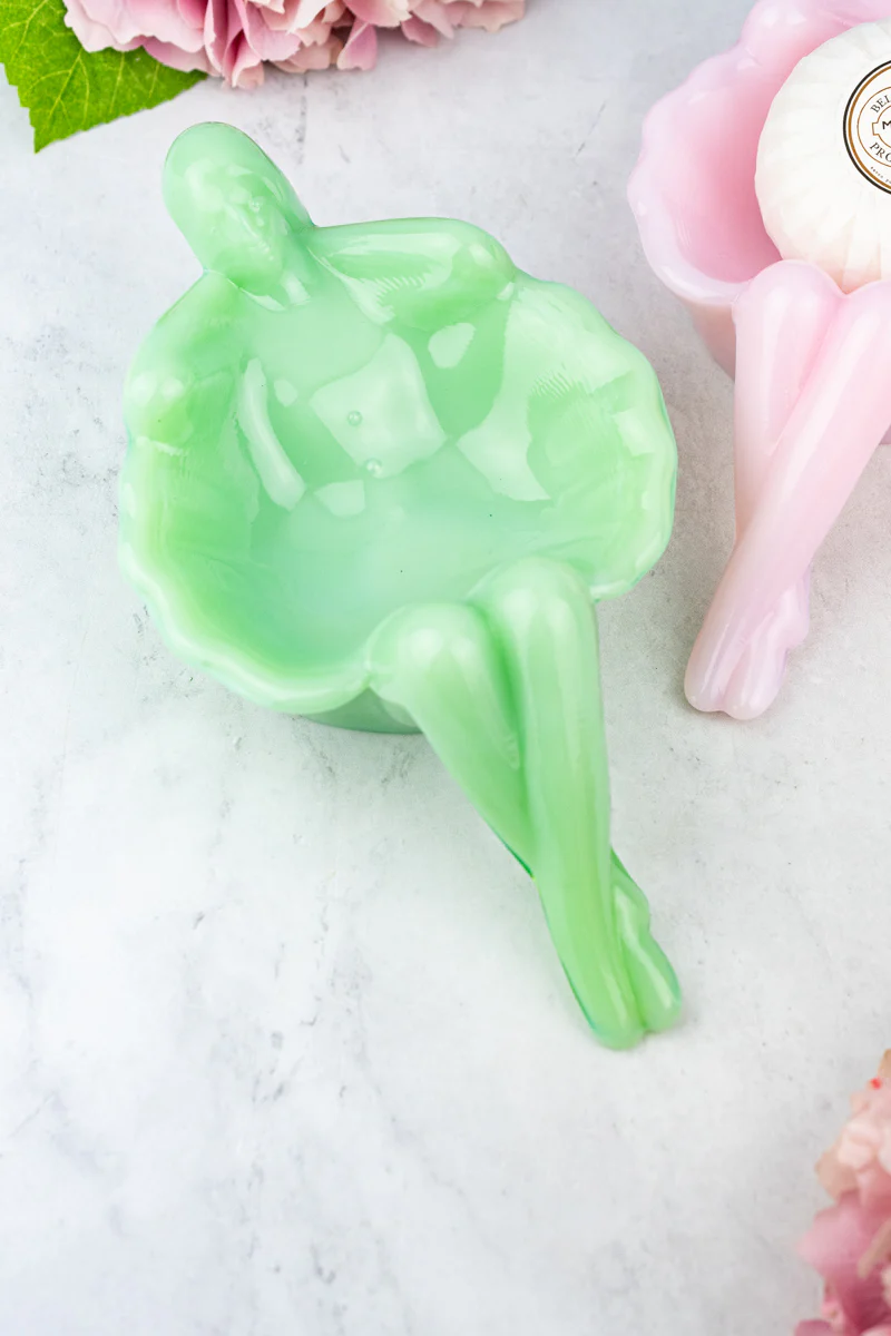 Pink Milk Glass Bathing Beauty Dish - Image 7
