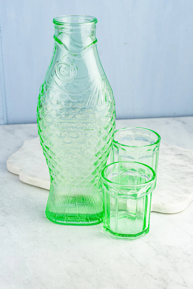Green Glass Fish Carafe - Image 3