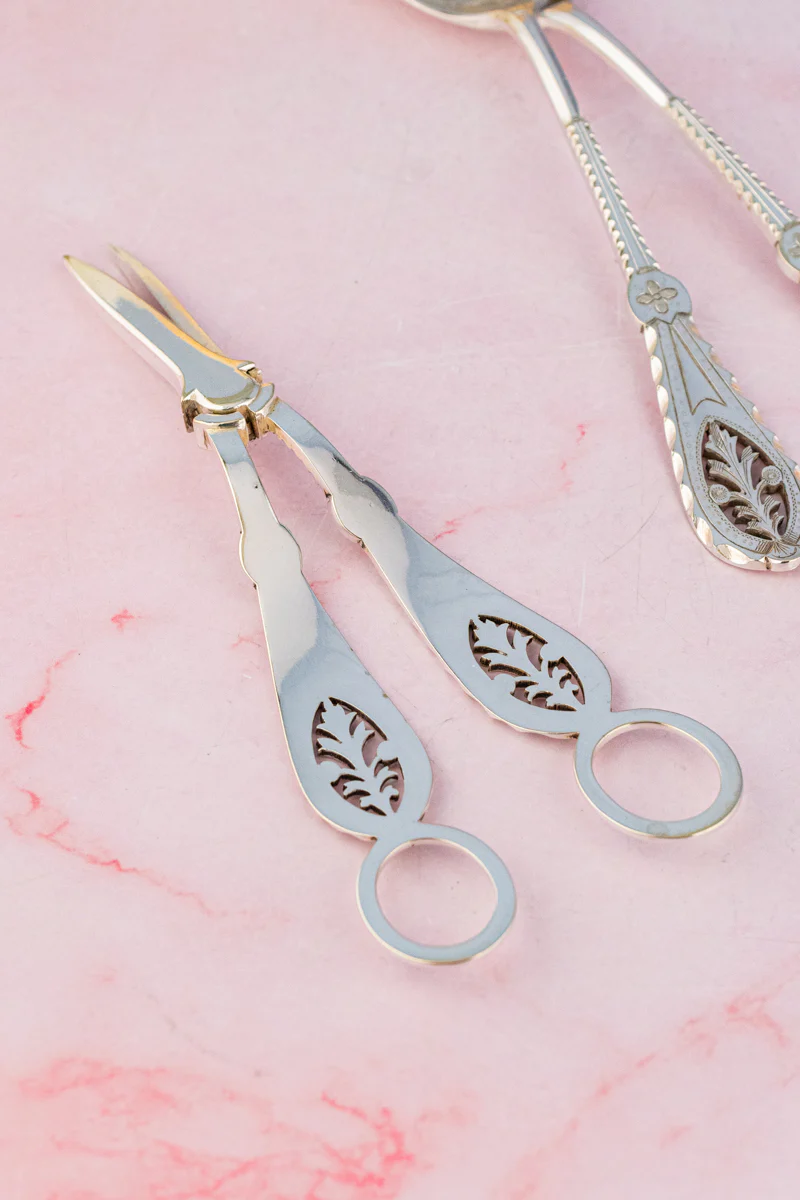 Victorian Silverplate 3-piece Fruit Set with Grape Shears - Image 10