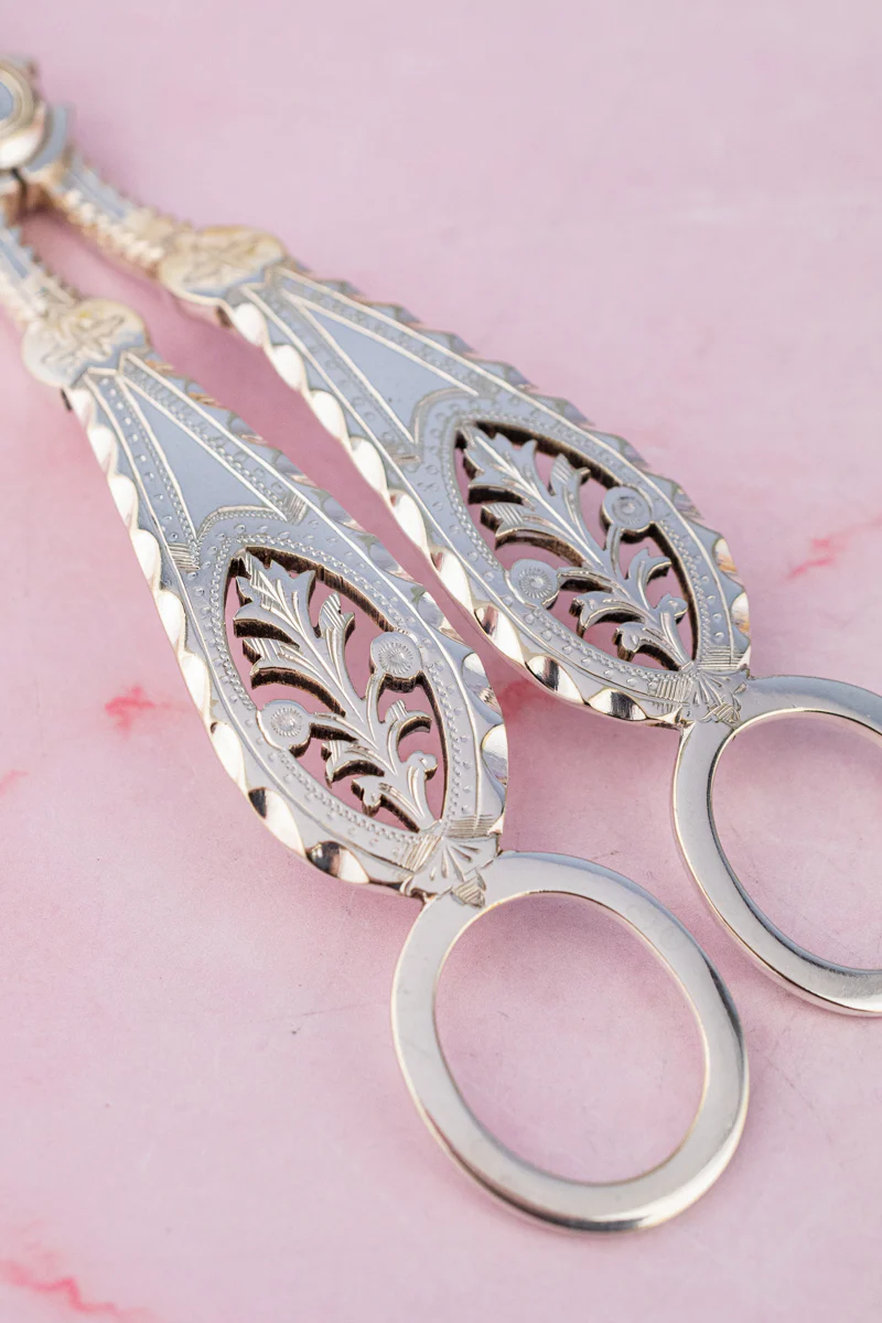 Victorian Silverplate 3-piece Fruit Set with Grape Shears - Image 8