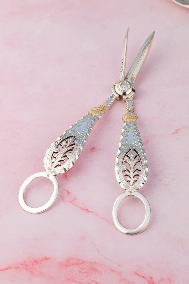 Victorian Silverplate 3-piece Fruit Set with Grape Shears - Image 9