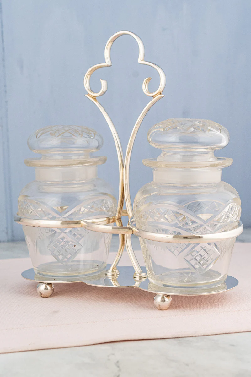 Deco Silverplate and Glass Double Pickle Castor - Image 2