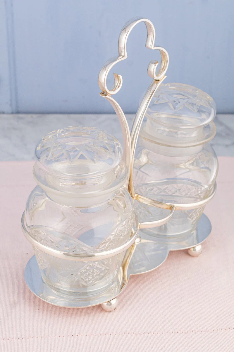Deco Silverplate and Glass Double Pickle Castor - Image 3
