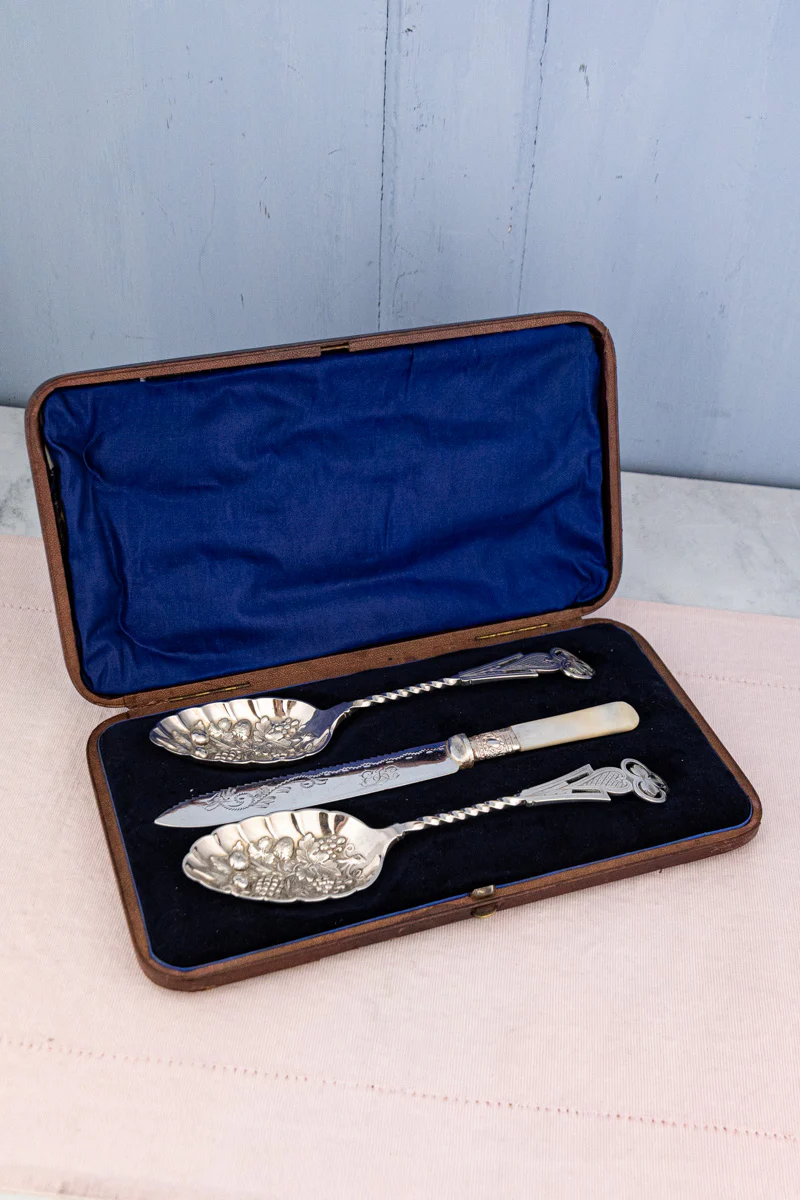 Victorian Silverplate and Mother of Pearl Dessert Serving Set - Image 2
