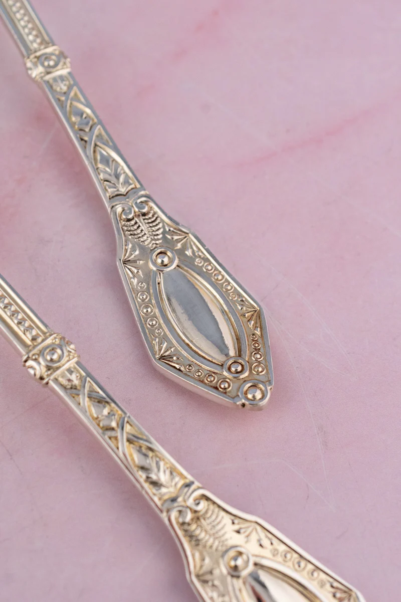 Victorian Silverplate Fruit Serving Spoon Pair - Image 6