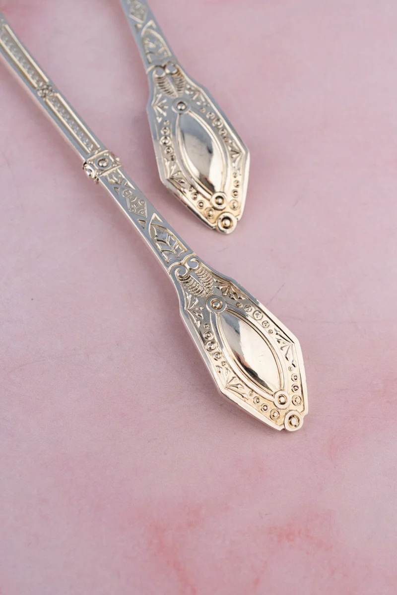 Victorian Silverplate Fruit Serving Spoon Pair - Image 7