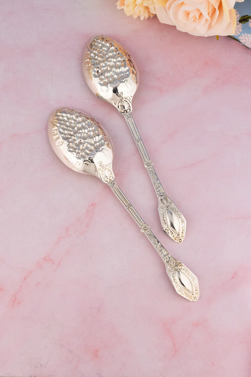 Victorian Silverplate Fruit Serving Spoon Pair - Image 8