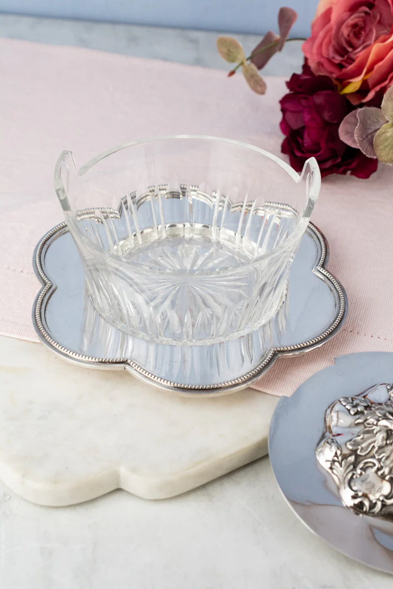Victorian Glass & Silverplate Dish with Sterling Silver Lid - Image 6
