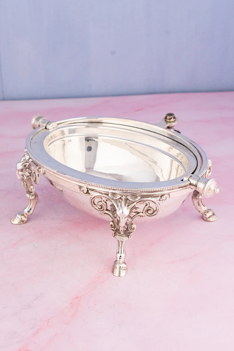 Victorian Silverplate Roll Top Server - Image 2