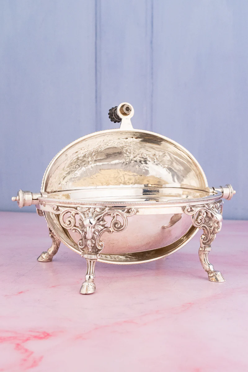 Victorian Silverplate Roll Top Server - Image 3