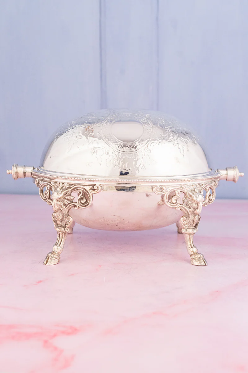 Victorian Silverplate Roll Top Server - Image 5